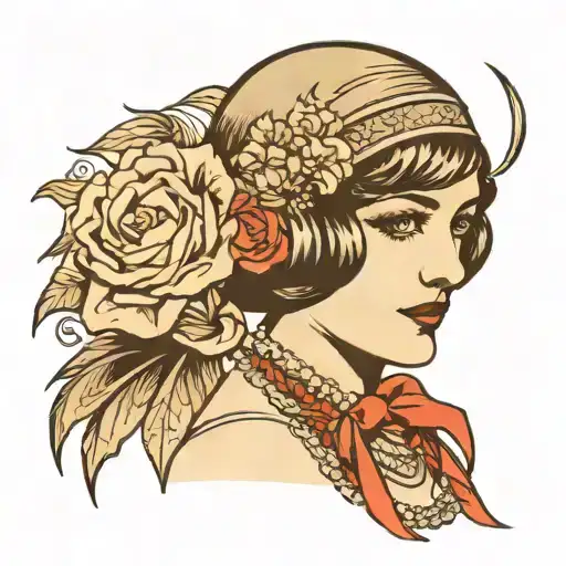 1920s flapper girl and Chicago speaker easy readable tattoo design idea