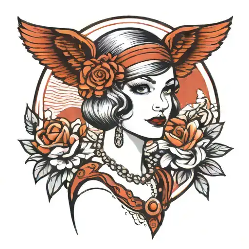1920s flapper girl in Chicago tattoo design idea