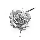 rose bow and arrow with script tattoo design idea