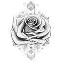 rose bow and arrow with script tattoo design idea