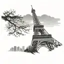 Tokyo Tower silhouette tattoo design idea
