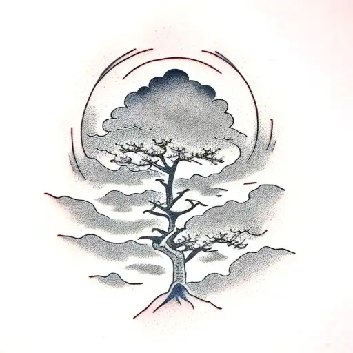 bonsai tree tattoo design idea