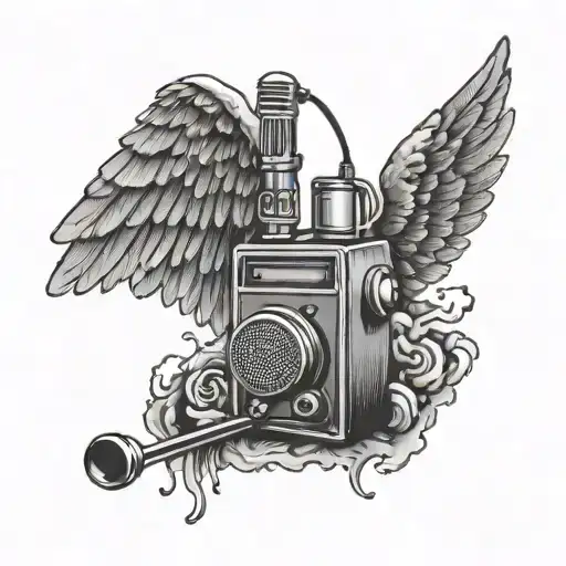 cb radio with wings   tattoo design idea
