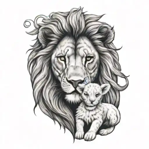 lion holding lamb tattoo design idea