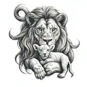 lion holding lamb tattoo design idea