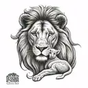 lion holding lamb tattoo design idea
