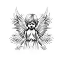 Angel crying blood tattoo design idea