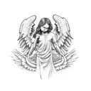Angel crying blood tattoo design idea