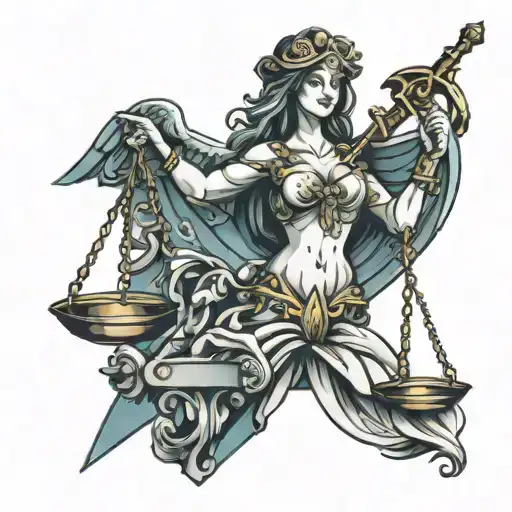 lady justice scale tattoo design idea