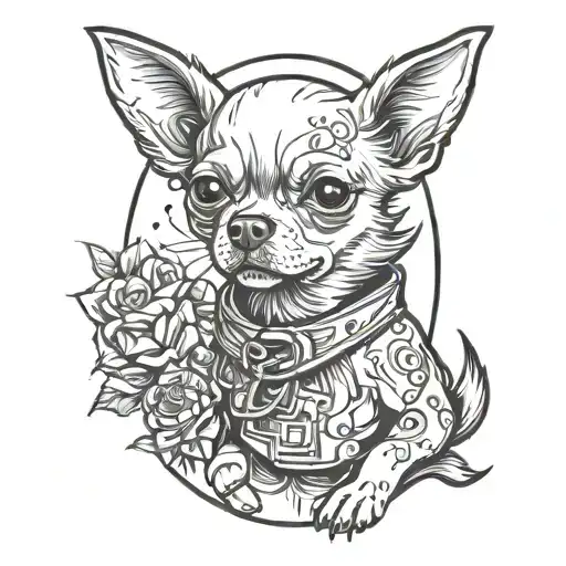 chihuahua ve human tattoo design idea