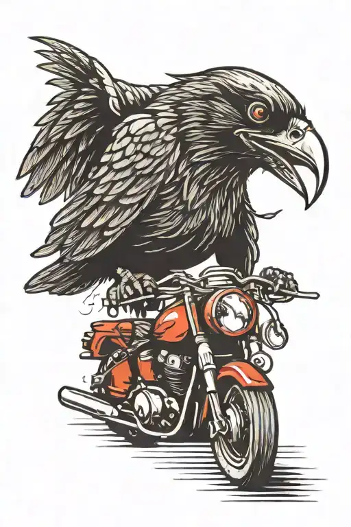 laughing Raven on a motorcycle   tattoo design idea