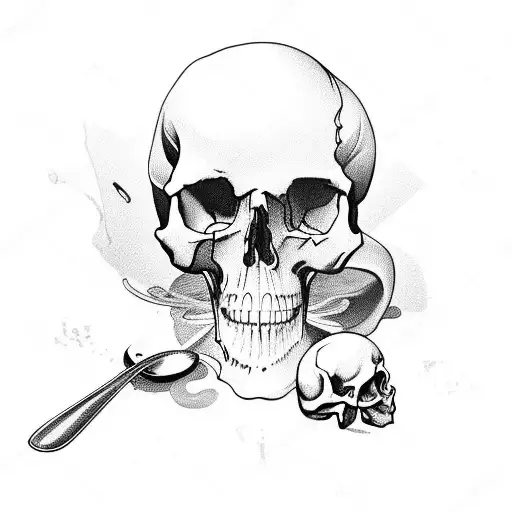 Spoon with a skull for its bowl tattoo design idea
