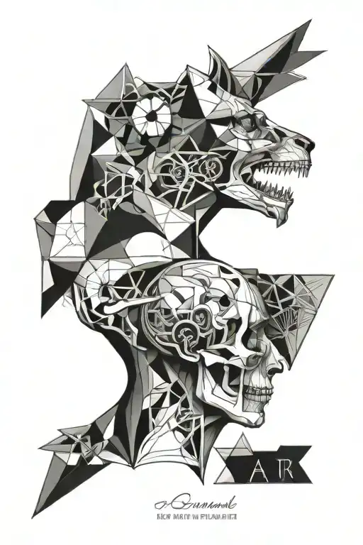 shoulder surgical anatomy combined with intricate geometric tattoo design idea