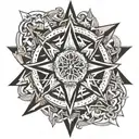 wind rose and coffin adorned tattoo design idea