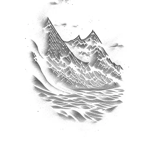 mountain river ocean tattoo design idea