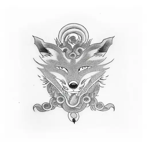 black gragon vs fox  tattoo design idea