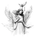 Angel with clouds and a bible verse tattoo design idea