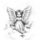 Angel with clouds and a bible verse tattoo design idea