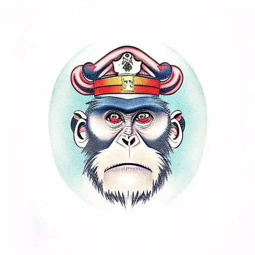 a monkey with a mustache (emperor marmoset) tattoo design idea