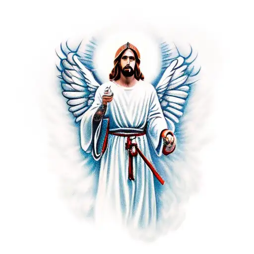Create a tattoo design inspired by the angel Gabriel and Portugal tattoo design idea