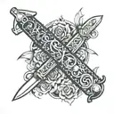 switchblade knife stuck tattoo design idea
