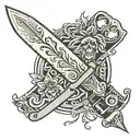 switchblade knife stuck tattoo design idea