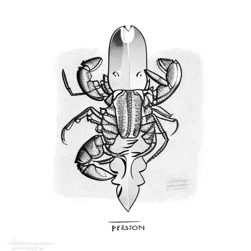 person holding lobster in one hand and knife in the other  tattoo design idea