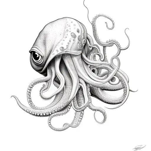 squid on forearm with tentacles going onto hand tattoo design idea