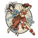 indigo ying yang dancer tattoo design idea