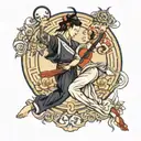 indigo ying yang dancer tattoo design idea
