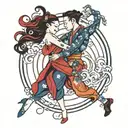 indigo ying yang dancer tattoo design idea