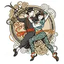 indigo ying yang dancer tattoo design idea