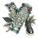 ripped jeans tattoo design idea