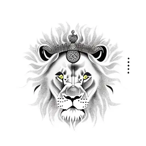 children in lion costume tattoo design idea