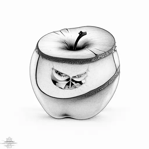 rotten apple with nyc train running through it tattoo design idea