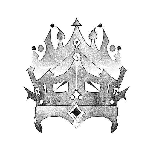 upside down king crown tattoo design idea