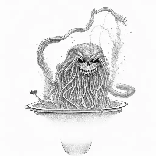 toilet witch spaghetti  tattoo design idea