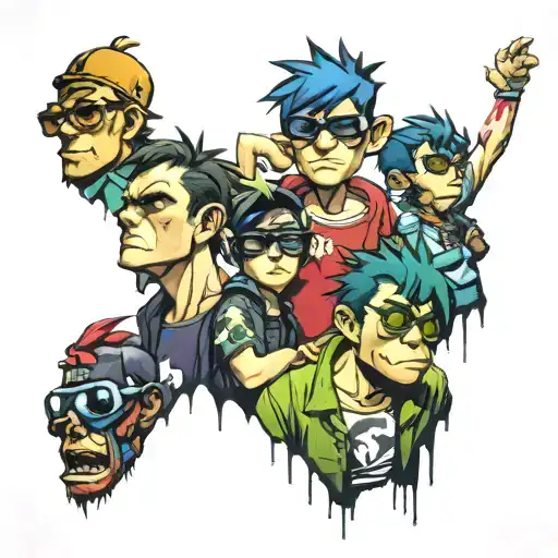 gorillaz group tattoo design idea