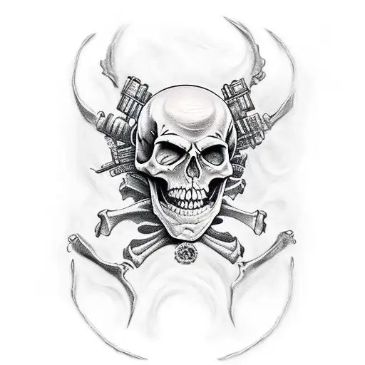 skeleton gunnslinger gitar vagabond demon  tattoo design idea