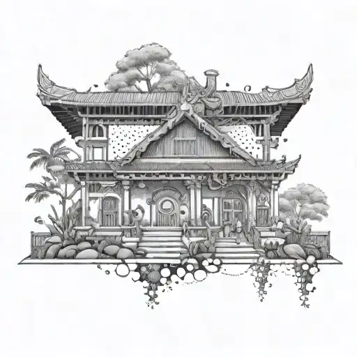 Incorporate elements of Ife architecture into a tattoo honoring Obatala's influence in the community tattoo design idea