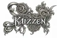 'kaizen' Old English font with fading tattoo on arm tattoo design idea