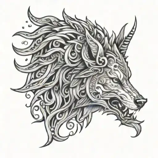 fenrir e tyr Norse god tattoo design idea