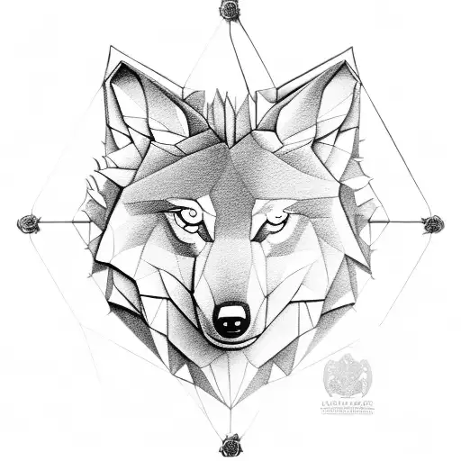 Tête de loup mi réel mi origami  Roulette casino (1-)15-08-19(-7) Arme de poing (Glock)  Bouteille de Whisky (Knappogue  tattoo design idea