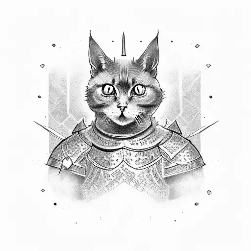 black knight cat tattoo design idea