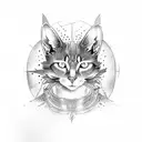 black knight cat tattoo design idea