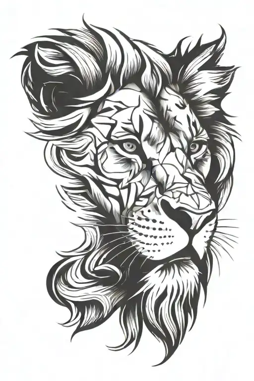 scar lion face tattoo design idea