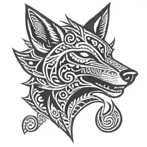 jackal head poker face tattoo design idea