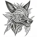 jackal head poker face tattoo design idea