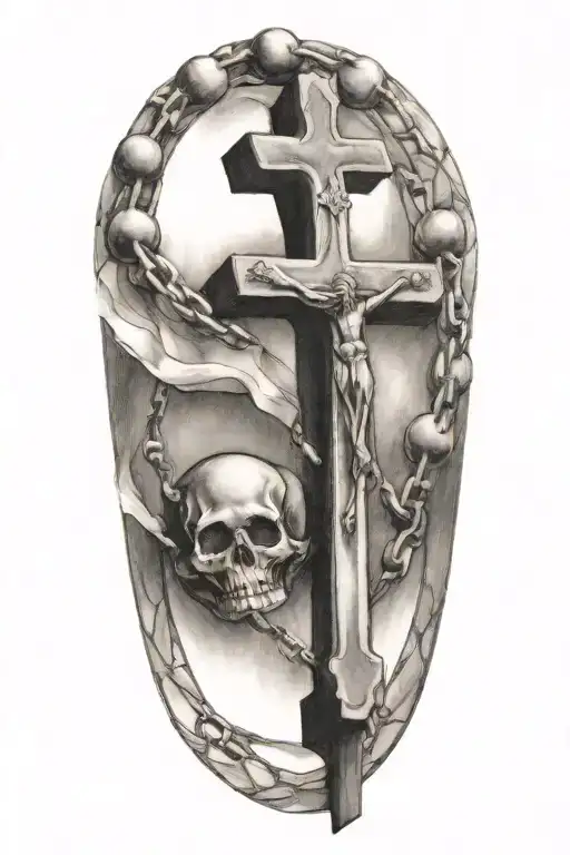 Rosary going around forearm  tattoo design idea