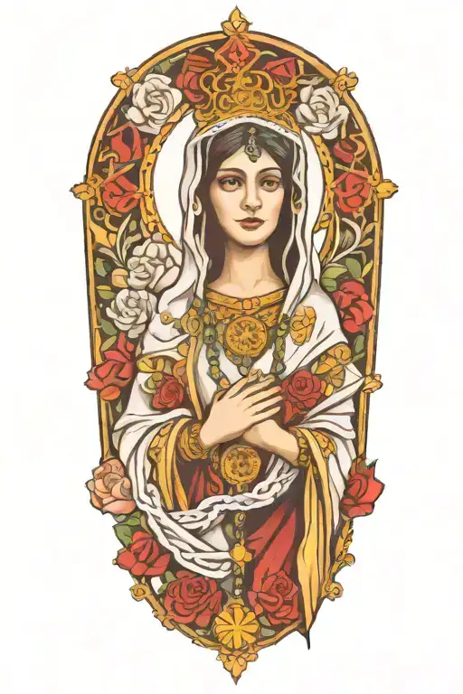 Rosary with lady Fatima  tattoo design idea
